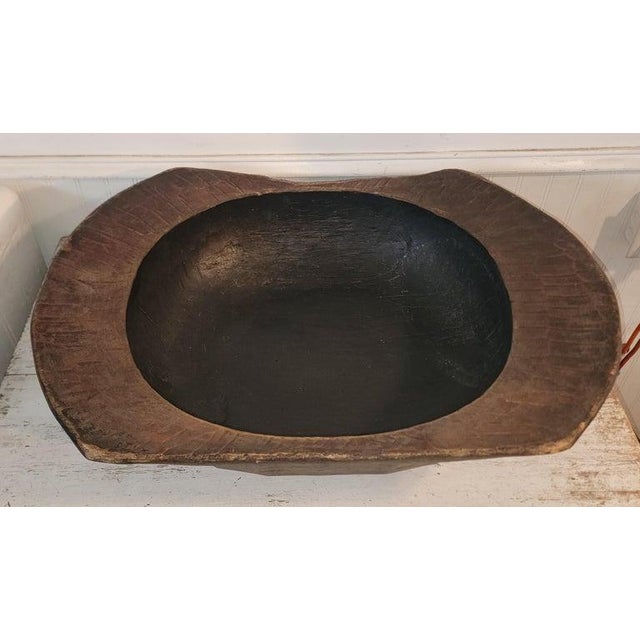 19thc Hand Carved Large Dough Bowl For Sale - Image 4 of 5