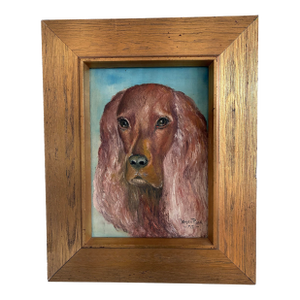 Vintage Original Dog Portrait Oil Painting, Signed Animal Art