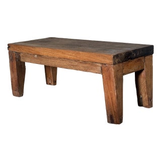 Small Antique Rectangular Four-Legged Teak Bench, Indonesia, 1980s For Sale