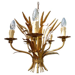 Mid-Century Sheaf of Wheat Chandelier For Sale