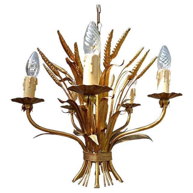 Mid-Century Sheaf of Wheat Chandelier For Sale