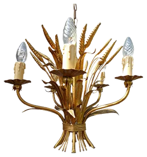 Mid-Century Sheaf of Wheat Chandelier