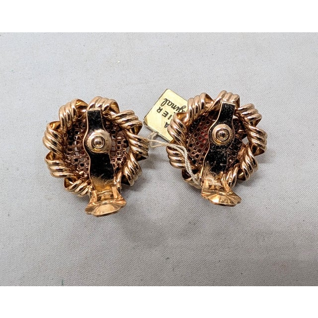 Metal Vintage 1960s Signed Napier Goldtone Faux-Coral Clip Earrings-2 Pieces For Sale - Image 7 of 7