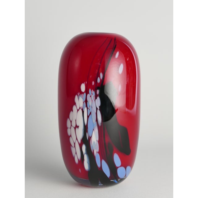 Art Glass Cherry Red Vase by Mikael Axenbrant, Sweden, 1990s For Sale - Image 3 of 18