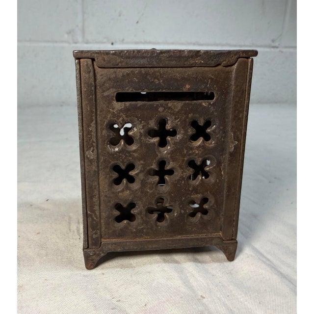 Antique 1800's Cast Iron Green Church Window Still Coin Dime Bank Toy Safe For Sale - Image 9 of 9