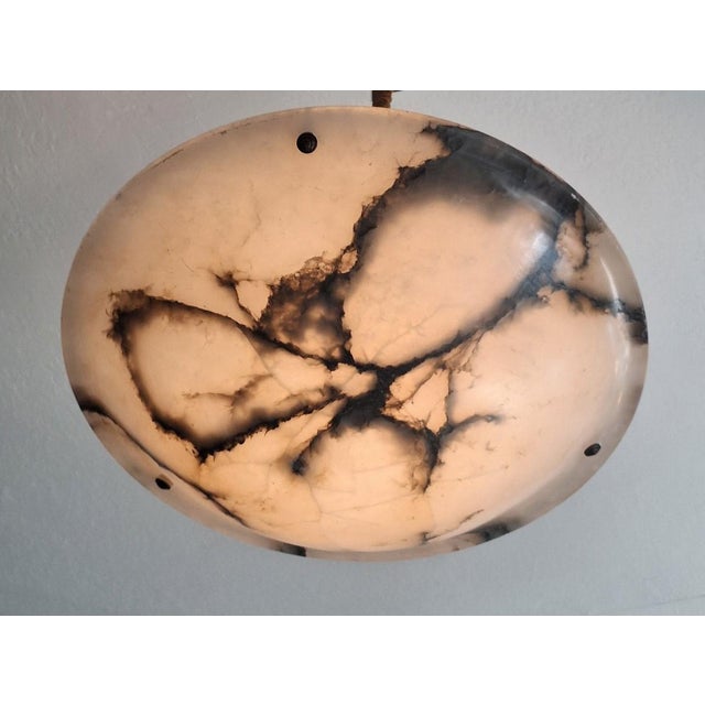 Antique Veined Alabaster Pendant Light, 1920 For Sale - Image 11 of 12
