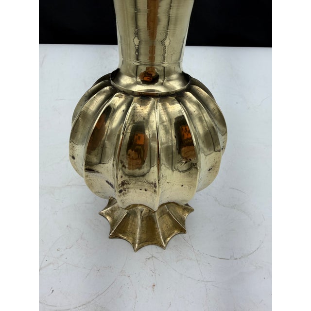 Viimntage Brass Vase For Sale - Image 4 of 9