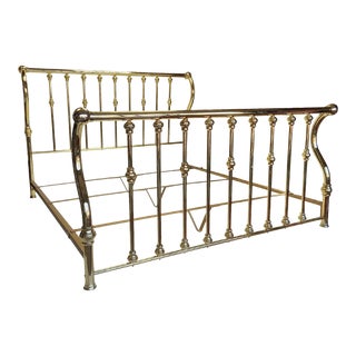 1980s Vintage Classic Wesley Allen King Size Brass Bed For Sale