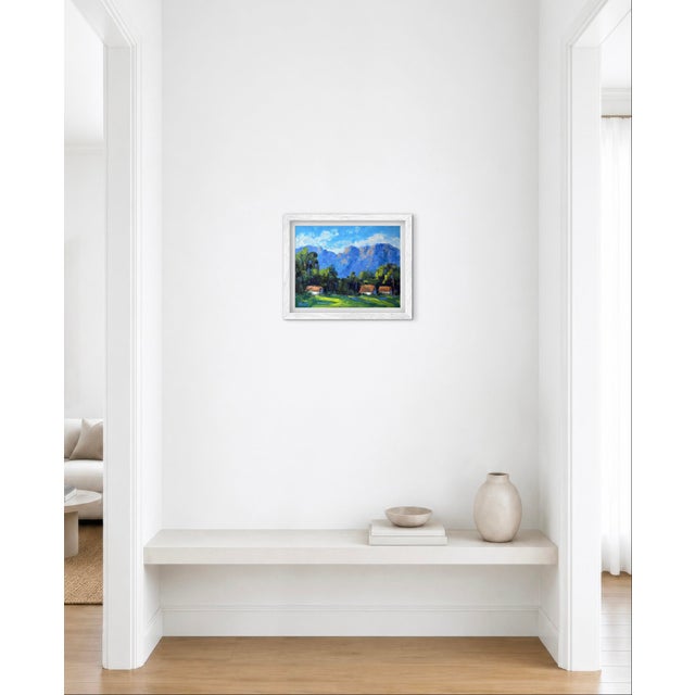 2020s Three Cottages Beneath the Santa Ynez Mountains, Original Oil Painting For Sale - Image 5 of 10