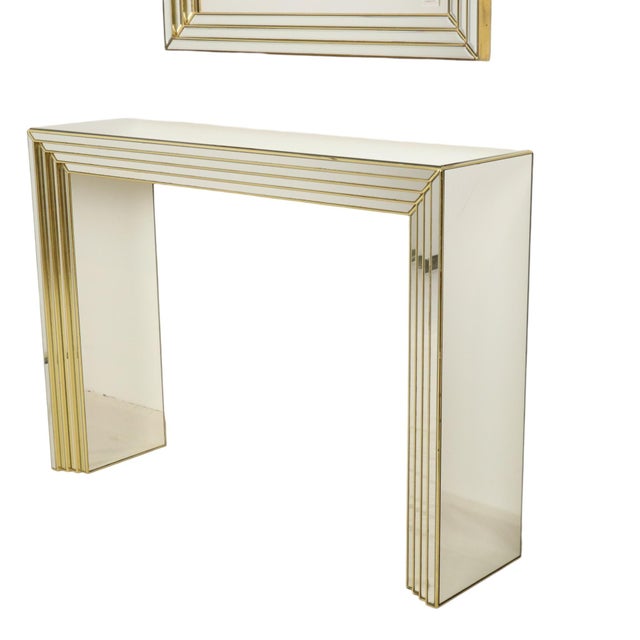 Mirror with Console in Silver and Gold in Deknudt, 1980s, Set of 2 For Sale - Image 6 of 18