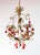Metal Small Italian Chandelier in Gilt Metal with Leaves and Red Drops, 1960s For Sale - Image 7 of 8