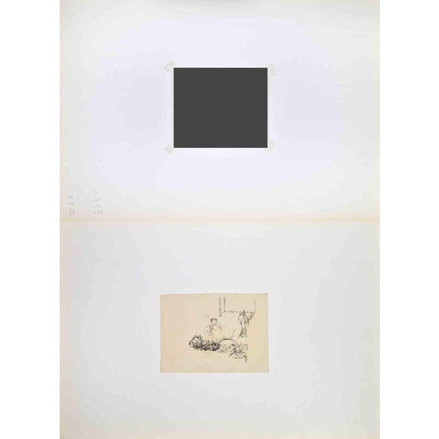 In The Kitchen is a drawing on ivory-colored paper, realized by Abel Besnard in the early 20th Century. Pencil and China...