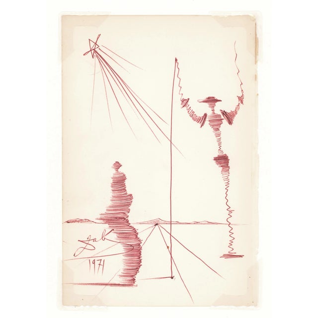 1971 pen and ink drawing "Don Quixote" by Salvador Dalí, signed and dated lower right by the artist. After Biblia Sacra's...