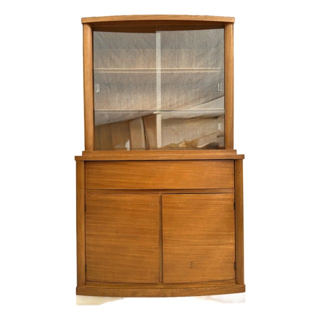 Mid-Century Modern Sliding Glass Door Display China Cabinet For Sale