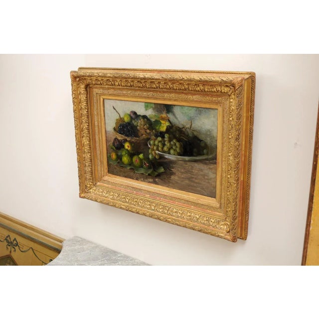 Late 19th Century French Still Life of Grapes and Figs Oil Painting, Framed For Sale - Image 4 of 13