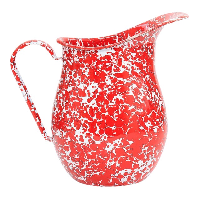 Crow Canyon Home Splatterware, Large Pitcher in Red & White For Sale