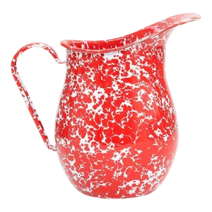 Crow Canyon Home Splatterware, Large Pitcher in Red & White