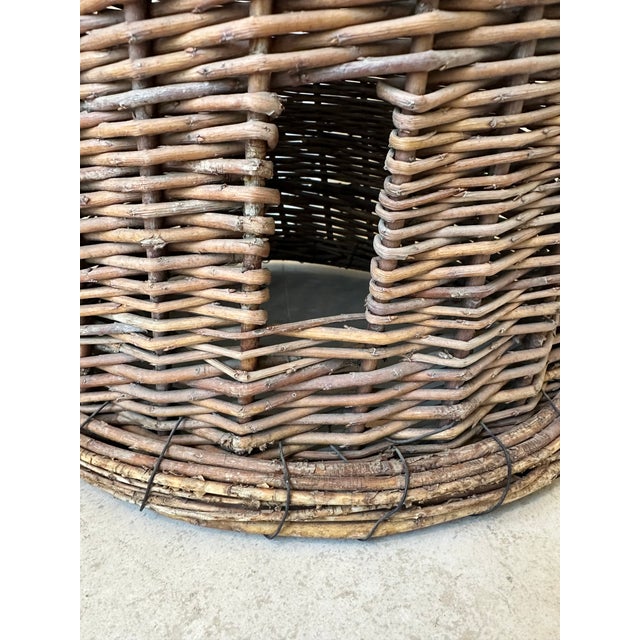 Vintage 36” Woven Wicker Bee Skep For Sale - Image 12 of 15