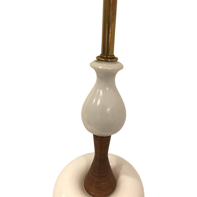 White Vintage White Opaline and Wood Table Lamp For Sale - Image 8 of 8