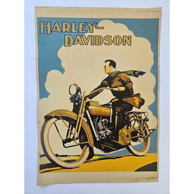 Art Deco Harley Davidson Motorcycle Advertising Poster, 1930s For Sale - Image 3 of 9