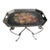 Vintage Hand-Painted Metal Toleware Table With Wrought Iron Base For Sale
