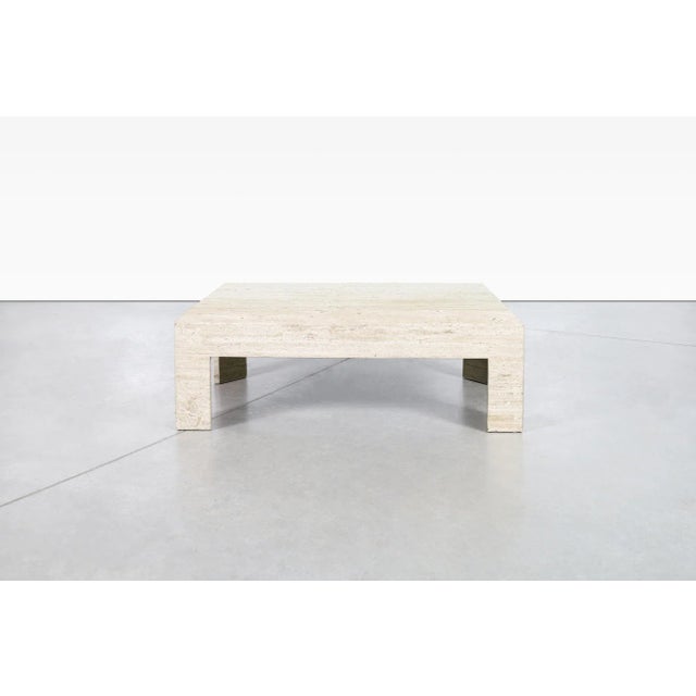 1970s Vintage Italian Modern Travertine Coffee Table For Sale In Los Angeles - Image 6 of 11