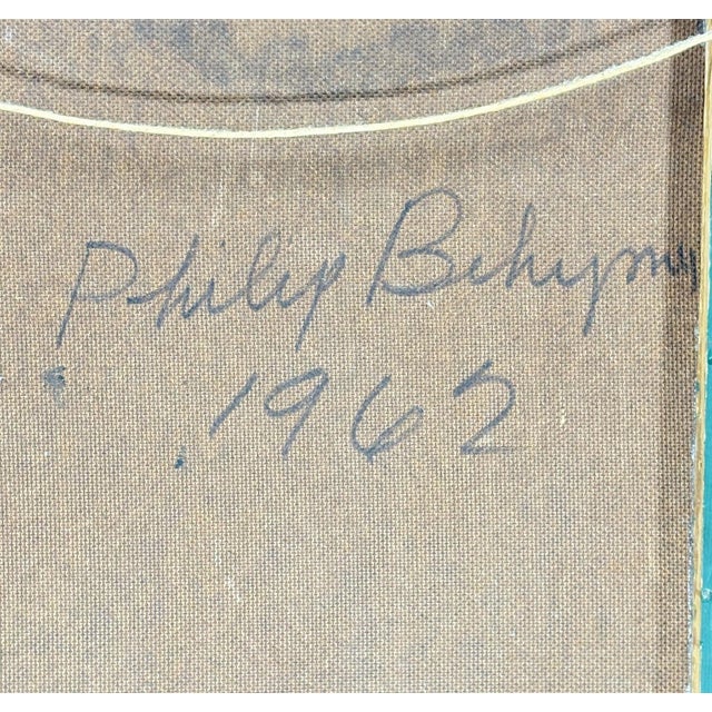 1962 Philip Behymer Mid-Century Modern Portrait - Oil on Canvas Board For Sale - Image 9 of 10