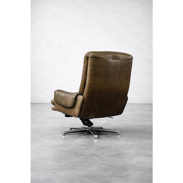 Brown Mid-Century Modern German Brown Leather Lounge Swivel Chair from Musterring, 1960s For Sale - Image 8 of 18