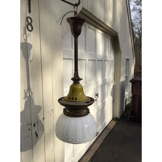 Vintage Industrial Gas Fixture With Shade For Sale - Image 9 of 9