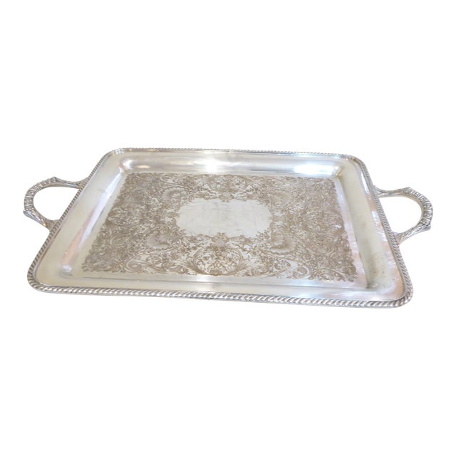 Vintage Silvered Tray For Sale