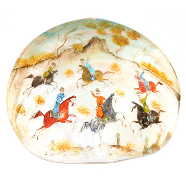 1950s Middle Eastern Miniature Painting on Shell For Sale - Image 5 of 13