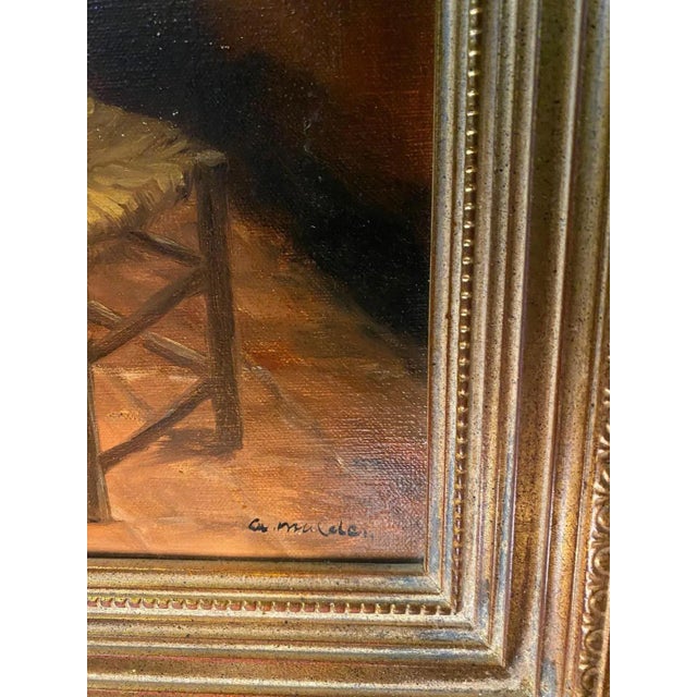 Anne Marie Mulder, Knitting Woman, Oil on Canvas For Sale - Image 8 of 9