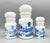 Burleigh 1970's Set of 3 Belgian White Milk Glass Apothecary Jars With Blue Transferware Equestrian Scenes – Victorian / English Country For Sale - Image 4 of 12