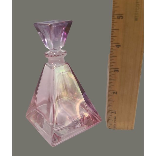 Vintage Italian Sc 24% Lead Crystal Pink Purple Art Glass Perfume Bottle For Sale - Image 6 of 7