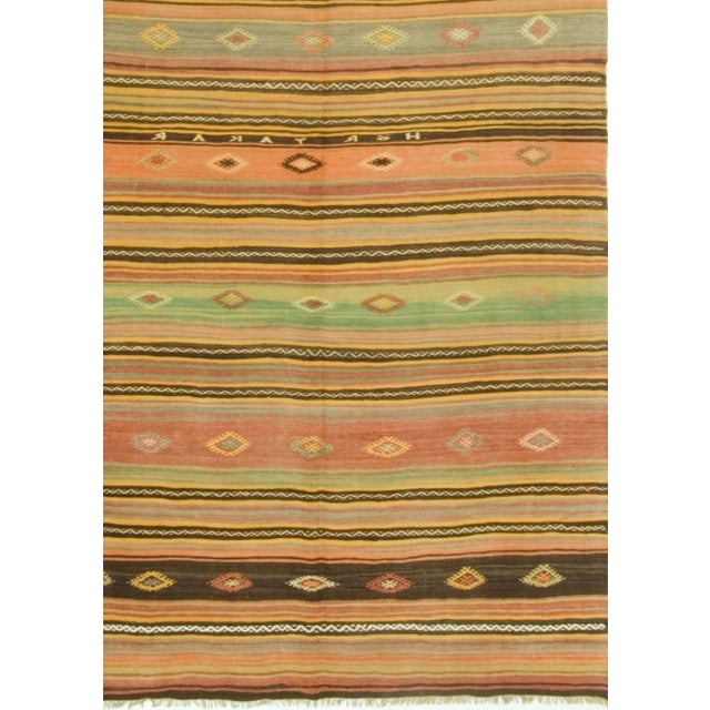 Turkish Vintage Turkish Handwoven Kilim Area Rug, 5'4 X 9'5 For Sale - Image 3 of 4