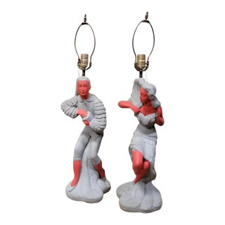 Hollywood Regency Figural Lamps by Royalite of Hollywood 1950's - A Pair For Sale