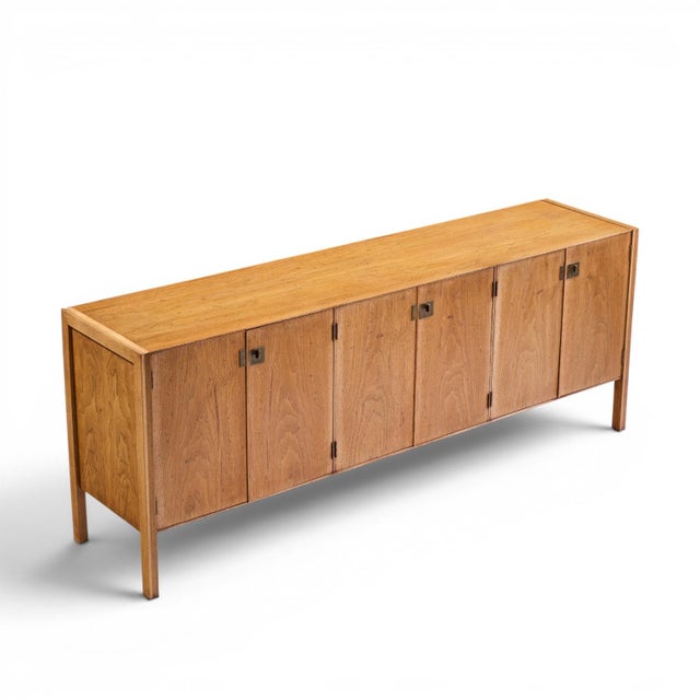 Jack Cartwright for Founders Style Mid Century Oak and Brass Credenza For Sale - Image 10 of 10