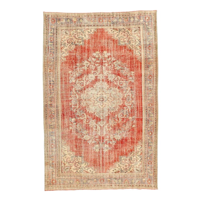 Mid 20th Century Large Vintage Turkish Oushak Rug For Sale