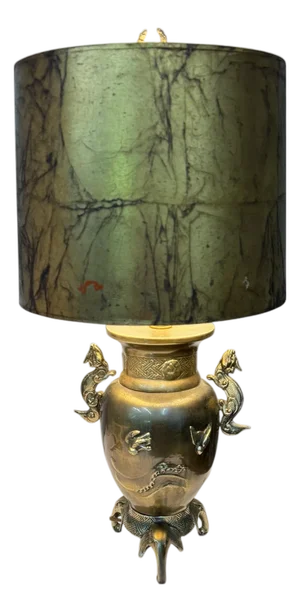 Vintage Chinoiserie Dragon Handle Table Lamp