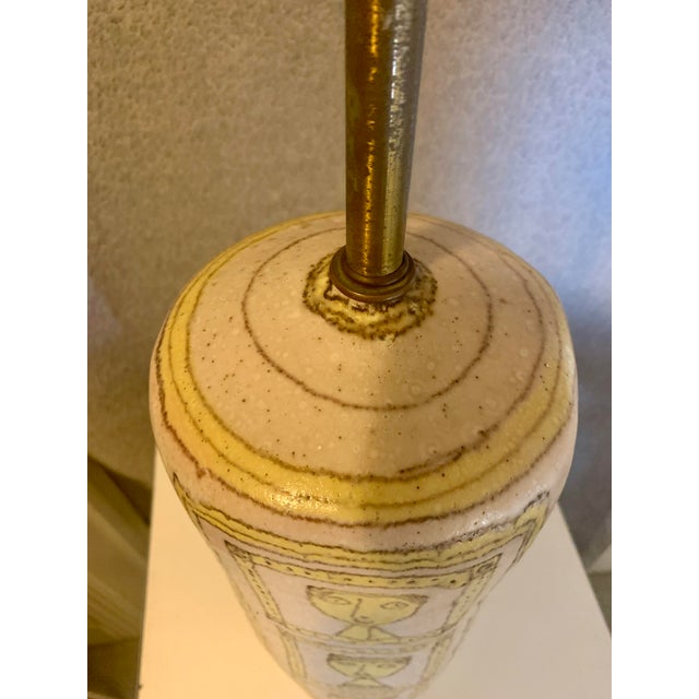Light Yellow Guido Gambone Italian Glazed Stoneware Table Lamp Circa 1955 For Sale - Image 8 of 9