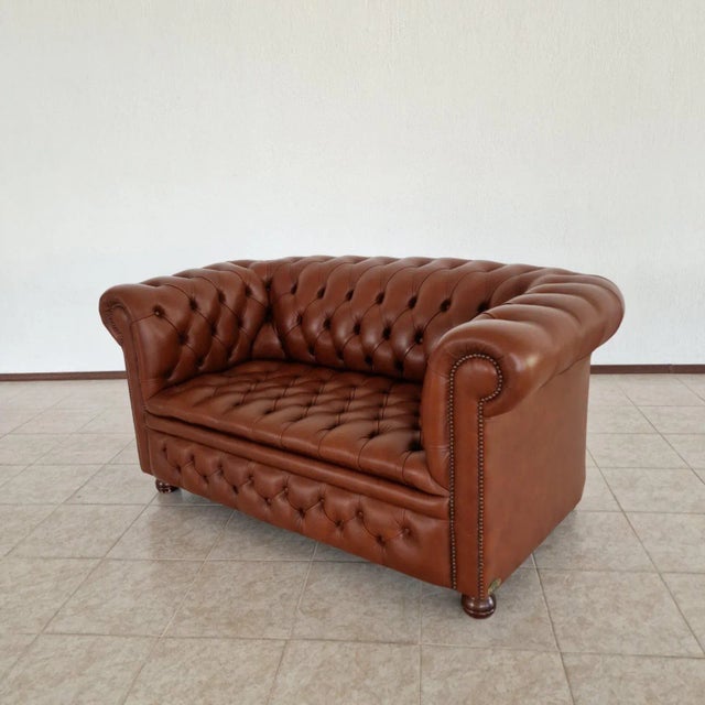 Chesterfield 3-Seater and 2-Seater Sofas with Ottoman, 1970s, Set of 3 For Sale - Image 9 of 13