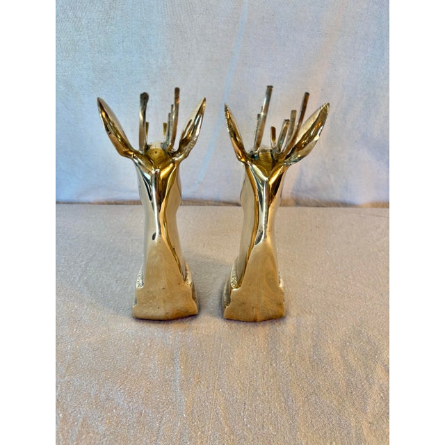 Mid 20th Century Jack Housman Brass Stag Deer Bookends - A Pair For Sale - Image 6 of 10