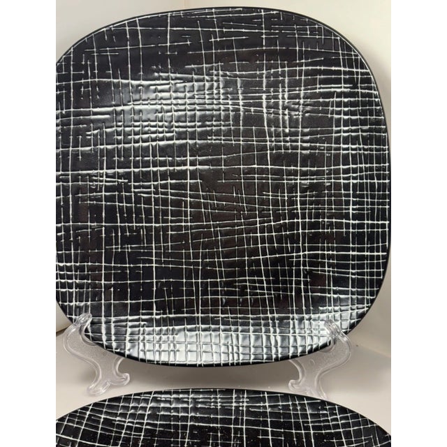 Contemporary Vintage Calvin Klein Khaki Black Charcoal Salad Plates -Set of 2 For Sale - Image 3 of 5