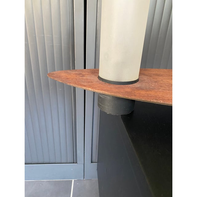 Vintage Scandinavian Surf Teak and Frosted Glass Ceiling Lamp in the style of Goffredo Reggiani, 1970s For Sale - Image 11 of 17
