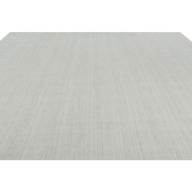 Contemporary Rug & Kilim’s Oversized Textural Rug in Solid White and Silver-Gray Striae - 11x19 For Sale - Image 3 of 8