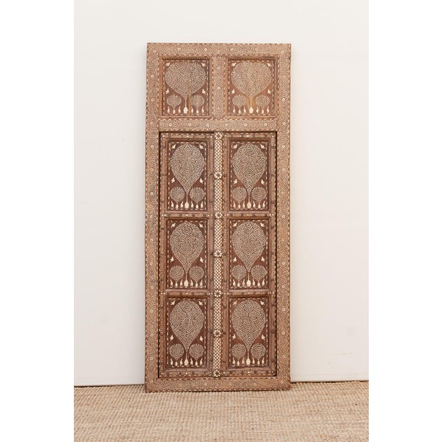 English Antique Anglo-Indian Tree of Life & Bird Inlay Door For Sale - Image 3 of 11