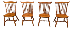Set of 4 Vintage Windsor Style Spindle Back Dining Chairs