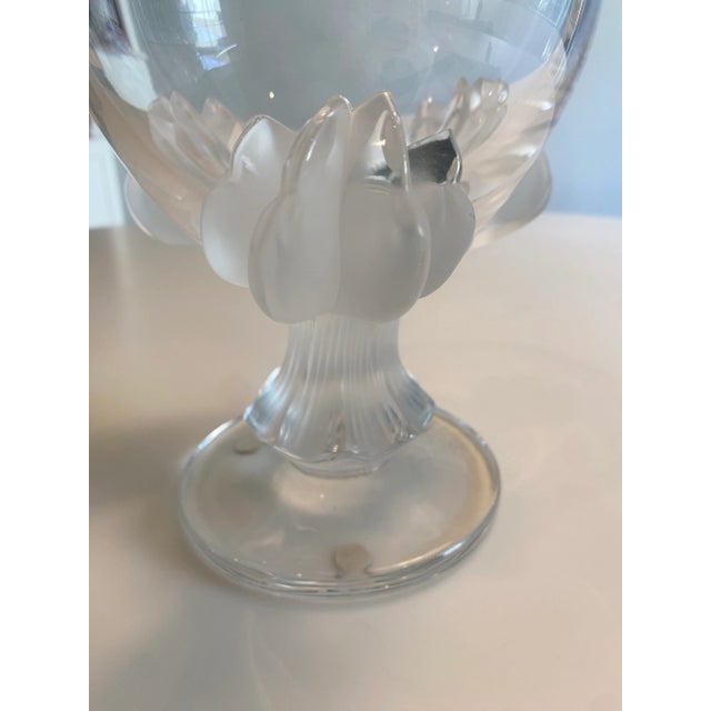 French 1980s Lalique Bagheera Crystal Pedestal Bowl For Sale - Image 3 of 7
