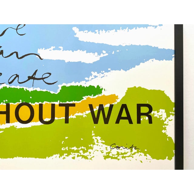 Corita Kent Vintage 1985 Fine Art Lithograph Print " We Can Create Life Without War " Large Framed Pop Art Poster For Sale - Image 10 of 12