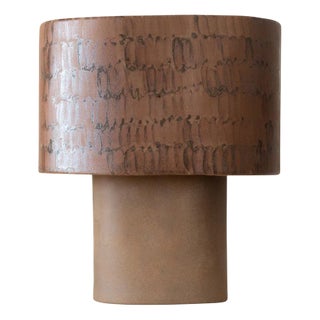 Red Stoneware Table Lamp by Lucas Huillet For Sale